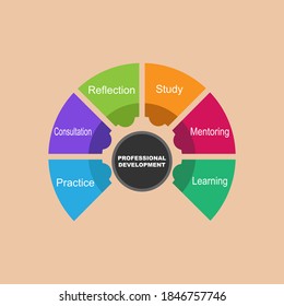 Diagram of Professional Development with keywords. EPS 10 - isolated on brown background