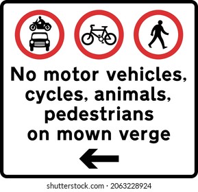 Diagram Prohibition of traffic on mown verge, road signs in the United Kingdom