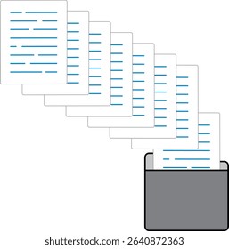 Diagram of putting documents into or taking them out of a folder