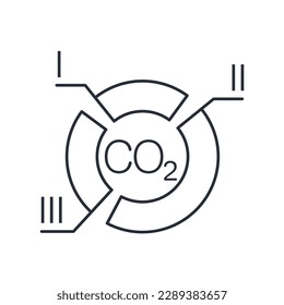  Diagrama, informe. С emisiones de dióxido de carbono. Icono lineal vectorial aislado en fondo blanco.