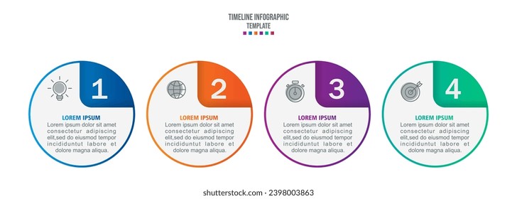 Diagram representing 4 stages of business process. Simple infographic design template. Vector illustration for presentation