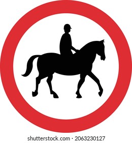 Diagram Ridden or accompanied horses prohibited, road signs in the United Kingdom