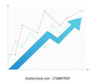 Diagram rising. Diagram, graph growth. Vector chart. Stock vector illustration.