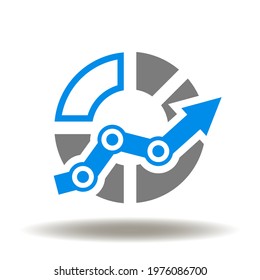 Diagram round with growing graph vector illustration. Financial data analysis symbol. Statistics chart analytics icon.