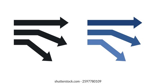 Diagram sankey colored icon set. Stock Vector