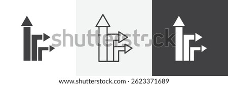 Diagram sankey flat and liner vector icons set