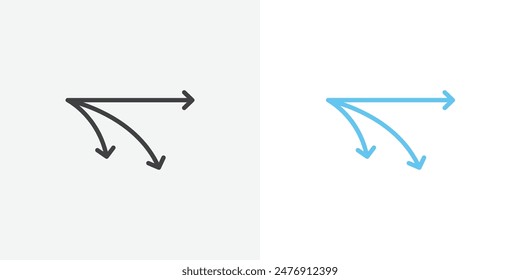 Diagramm sankey flach dünne Linie Symbol Kollektion.