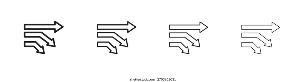 Icono de Vector lineal de icono de sankey de diagrama en un estilo editable.