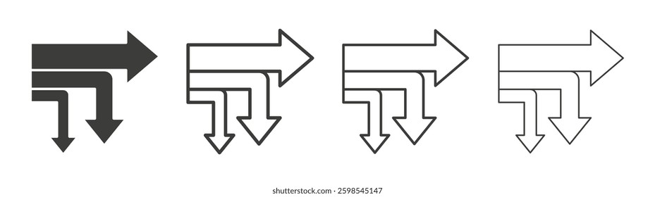 Diagram sankey line icon vector illustration set.