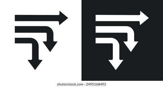 Diagram sankey vector icon set in solid style.