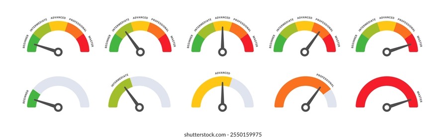 Diagram Scale Meter or Rating Meter with 5 Options for Business Presentation, Poster, Banner and Booklet.