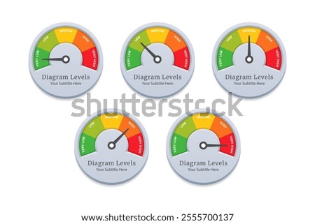 Diagram Scale Meter or Rating Meter with 5 Options for Business Presentation, Poster, Banner and Booklet.