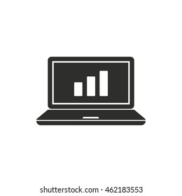 Diagram screen vector icon. Black illustration isolated on white background for graphic and web design.