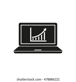 Diagram screen vector icon. Black illustration isolated on white background for graphic and web design.
