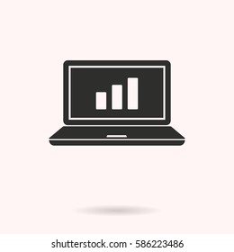 Diagram screen vector icon. Black illustration isolated for graphic and web design.