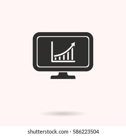 Diagram screen vector icon. Black illustration isolated for graphic and web design.