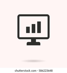 Diagram screen vector icon. Black illustration isolated for graphic and web design.