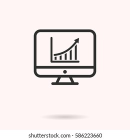 Diagram screen vector icon. Black illustration isolated for graphic and web design.