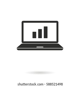Diagram screen vector icon. Black illustration isolated on white background for graphic and web design.