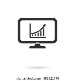 Diagram screen vector icon. Black illustration isolated on white background for graphic and web design.