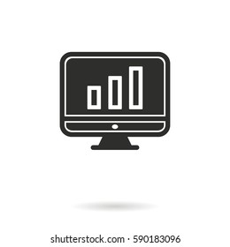 Diagram screen vector icon. Black illustration isolated on white background for graphic and web design.