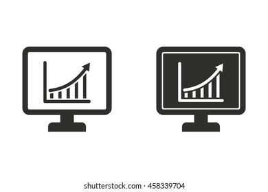Diagram screen vector icon. Illustration isolated on white background for graphic and web design.