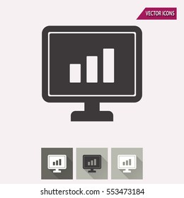 Diagram screen vector icon. Illustration isolated for graphic and web design.