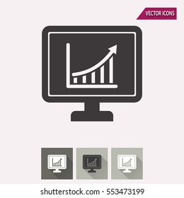 Diagram screen vector icon. Illustration isolated for graphic and web design.