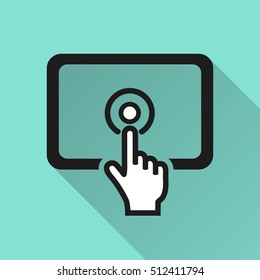 Diagram screen vector icon with long shadow. Illustration isolated for graphic and web design.