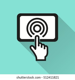 Diagram screen vector icon with long shadow. Illustration isolated for graphic and web design.