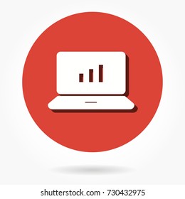Diagram screen vector icon with shadow. Illustration isolated for graphic and web design.