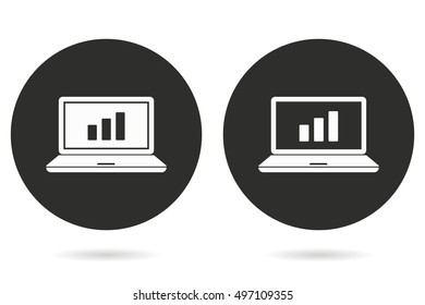 Diagram screen vector icon. White illustration isolated on black background for graphic and web design.