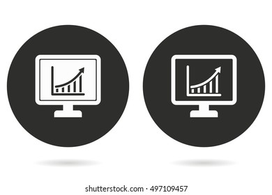 Diagram screen vector icon. White illustration isolated on black background for graphic and web design.