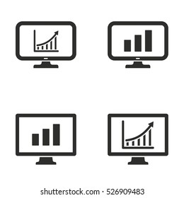 Diagram screen vector icons set. Illustration isolated for graphic and web design.