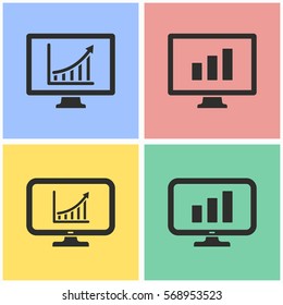Diagram screen vector icons set. Illustration isolated for graphic and web design.