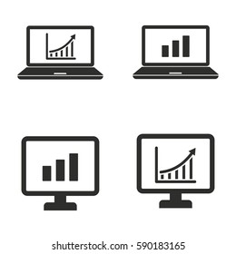 Diagram screen vector icons set. Black illustration isolated for graphic and web design.