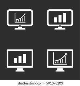 Diagram screen vector icons set. White illustration isolated for graphic and web design.