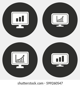 Diagram screen vector icons set. White illustration isolated for graphic and web design.