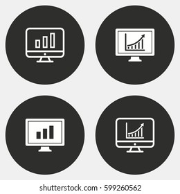 Diagram screen vector icons set. White illustration isolated for graphic and web design.