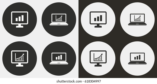 Diagram screen vector icons set. Illustration isolated for graphic and web design.