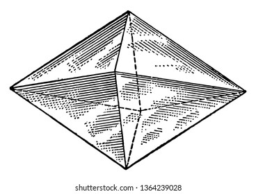 Un diagrama del segundo cuadrado octogonal derecho. Es un poliedro con ocho caras. Es la forma principal del sistema isométrico, dibujo de línea vintage o ilustración de grabado.