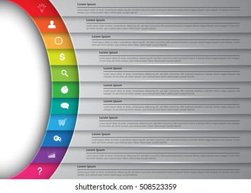 Diagram Semi-Circle With Multi-Color Background , 11 Options, Business Icon & Information Text Design. Vector Illustration