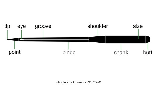 diagram of sewing needles for sewing machines, vector device needle