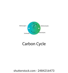Diagram showing carbon cycle - conversion from CO2 to CH2O and Methane - via bacteria - Autotorphs, Heterotorphs, Methanogens and Methanotorphs