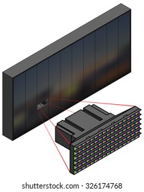 Diagram showing the display component of a large-screen outdoor LED display.