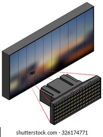 Diagram showing the display component of a large-screen outdoor LED display.