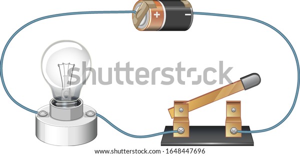 Diagram Showing Electric Circuit Battery Lightbulb Stock Vector ...