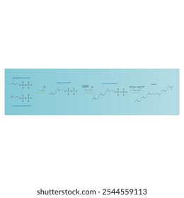 Diagrama da formação do esqualeno por reações enzimáticas. Ilustração simples da reação bioquímica.