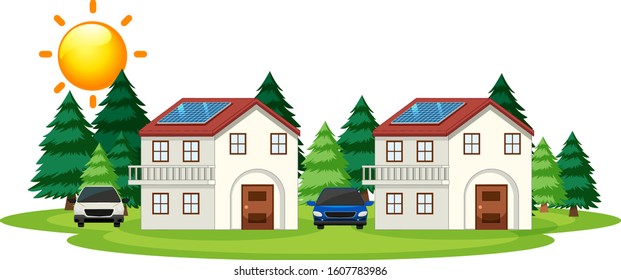 Diagram showing how solar cell works at home illustration
