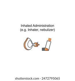 Diagram showing Inhaled Administration - Inhaler, nebulizer- drug delivery route scientific illustration.